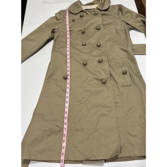 MARC JACOBS Trench Coat Womens Size S Tan Military Collared Belted Pockets Lined - Picture 12 of 14
